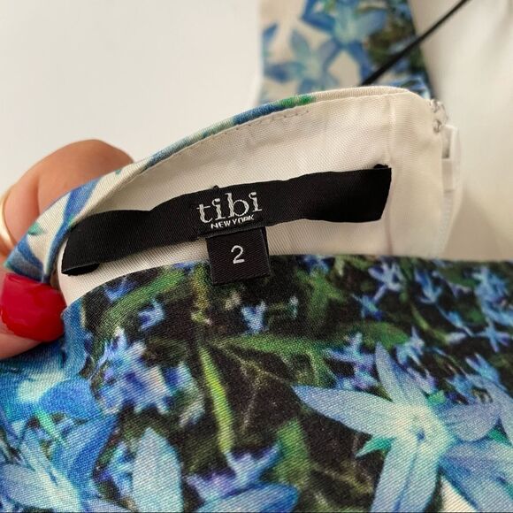 Tibi Sidewalk Floral Dress in Sapphire Multi - Picture 5 of 5